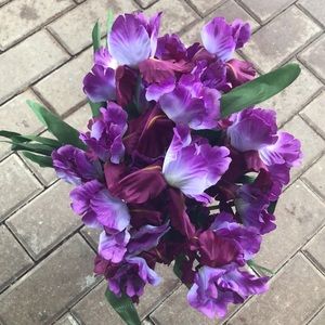 Purple Lilac Iris Artificial Bouquet Flowers